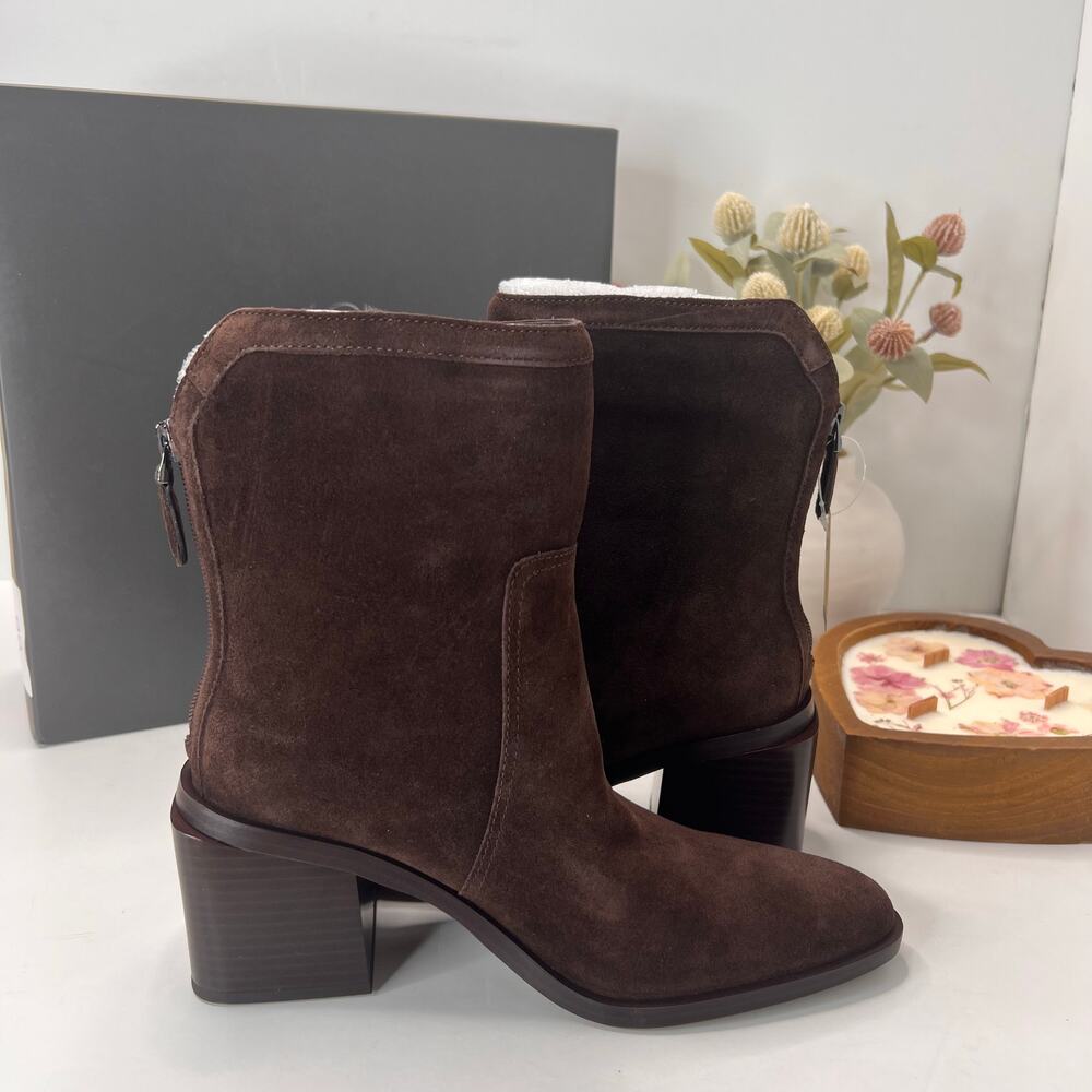 Vince Camuto Kortimy Suede Chunky Block Heeled Boot Brown Women's 6.5M/37 NWB - Picture 5 of 10